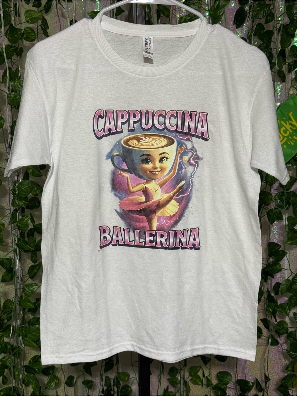 Cappuccina Ballerina Kids Graphic Tee - White size youth large